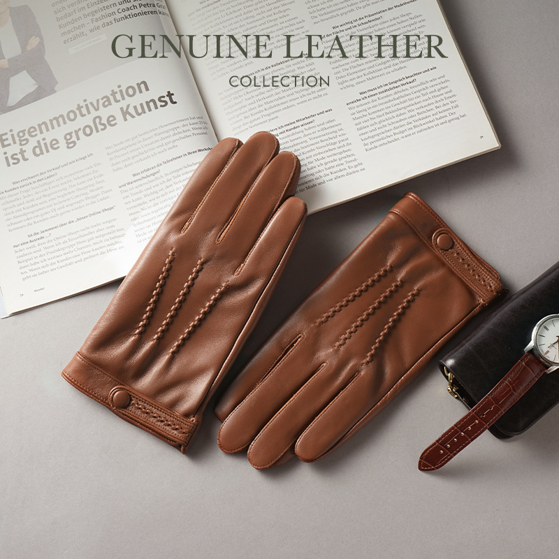 Men's Top Layer Sheepskin Genu - Leather Driving Glove 评论和价格
