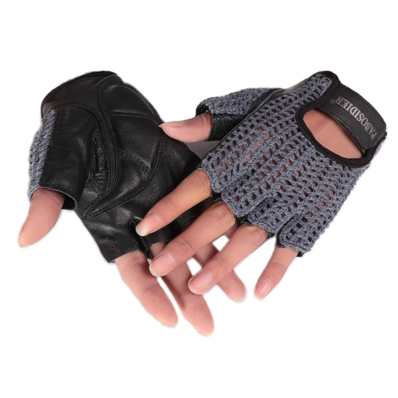 Unisex Summer Half Finger Retr - Leather Driving Glove 评论和价格