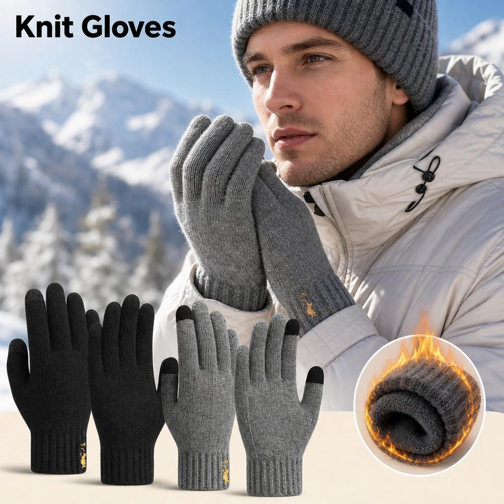 Winter Knit Gloves Touch Scree - Wool Glove Lined 评论和价格