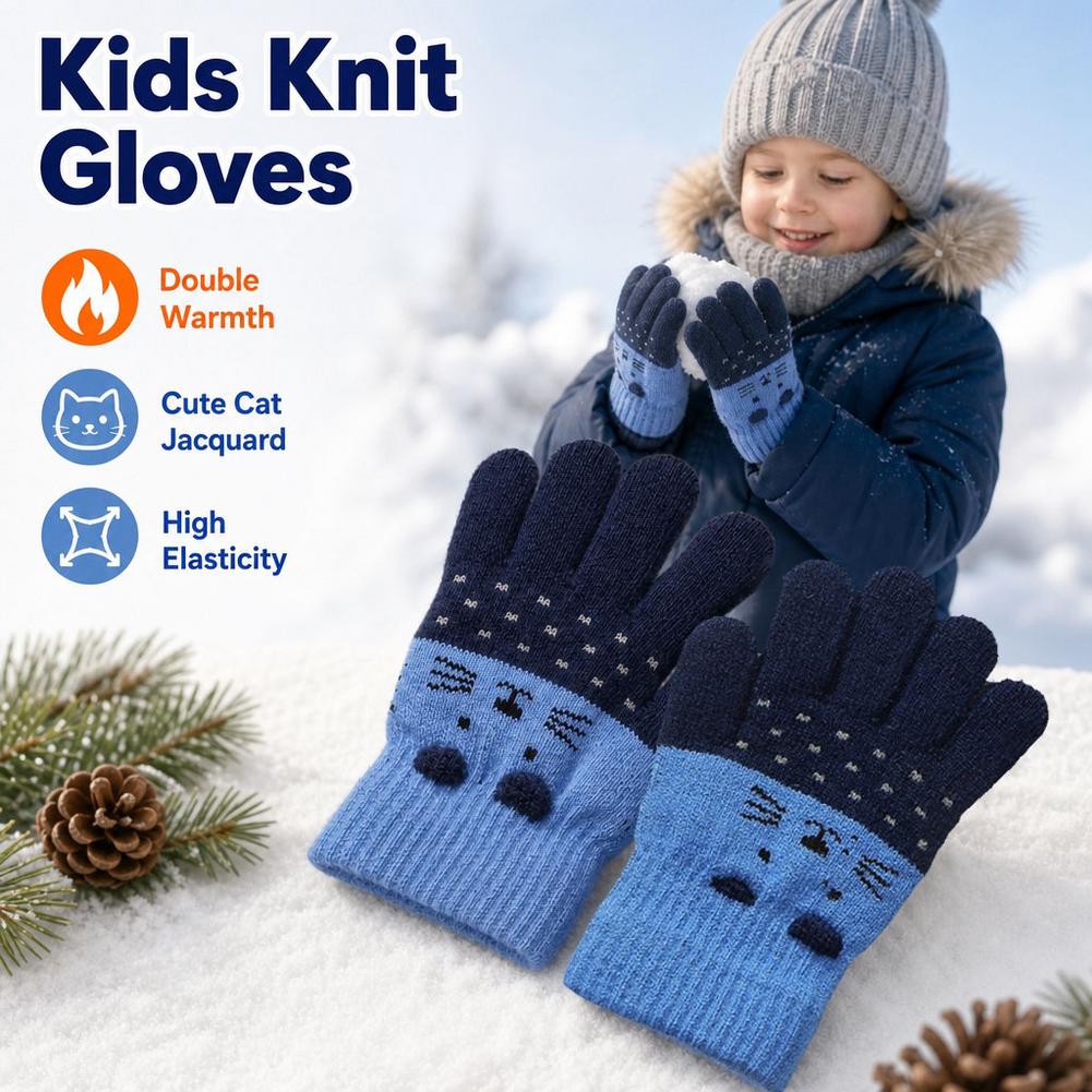 Kids Knit Gloves Winter Fleece - Wool Glove Lined 评论和价格