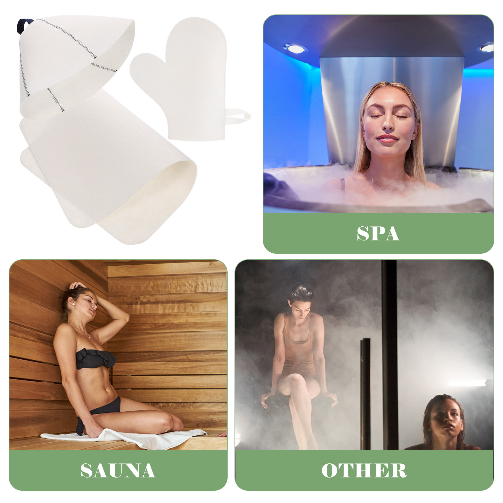 Felt Sauna Hat, Gloves & Mat S - Heat Resistant Glove 评论和价格